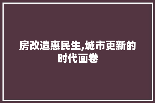 房改造惠民生,城市更新的时代画卷
