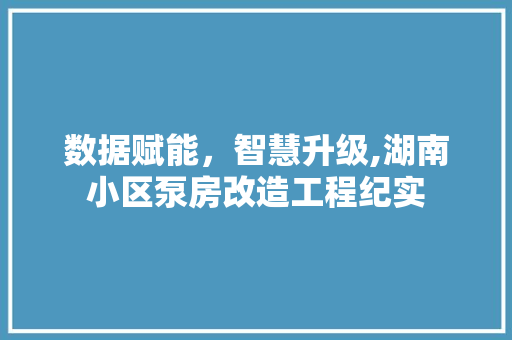 数据赋能，智慧升级,湖南小区泵房改造工程纪实 地面装修