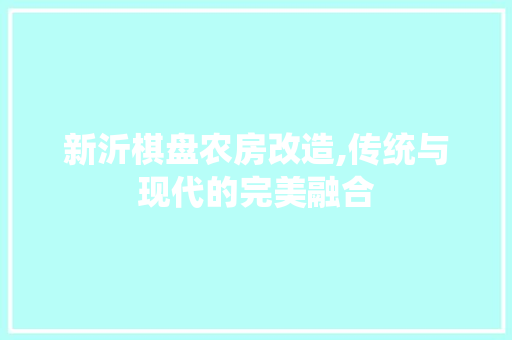 新沂棋盘农房改造,传统与现代的完美融合