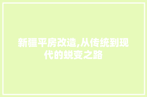 新疆平房改造,从传统到现代的蜕变之路