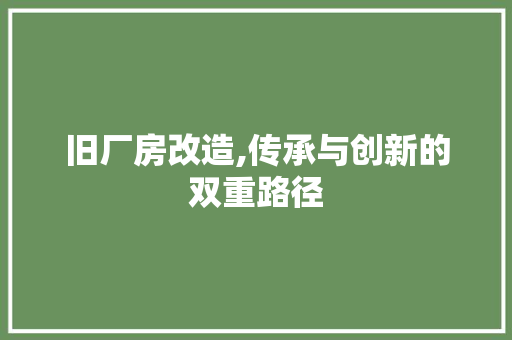 旧厂房改造,传承与创新的双重路径