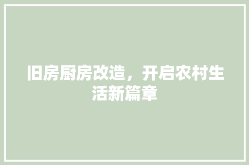旧房厨房改造，开启农村生活新篇章 建筑设计