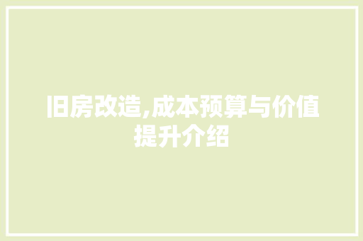 旧房改造,成本预算与价值提升介绍 地面装修