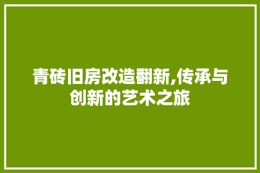 青砖旧房改造翻新,传承与创新的艺术之旅