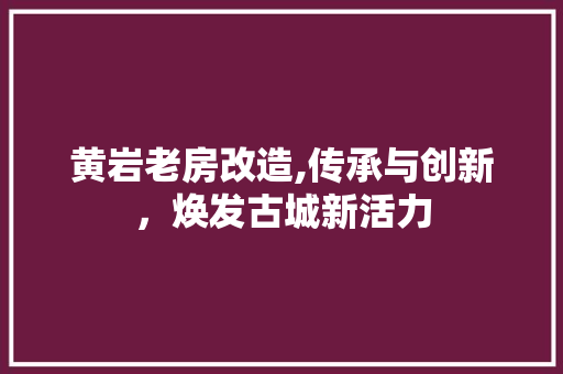 黄岩老房改造,传承与创新，焕发古城新活力