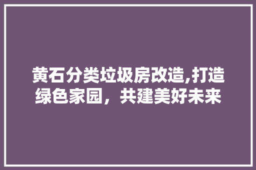 黄石分类垃圾房改造,打造绿色家园，共建美好未来