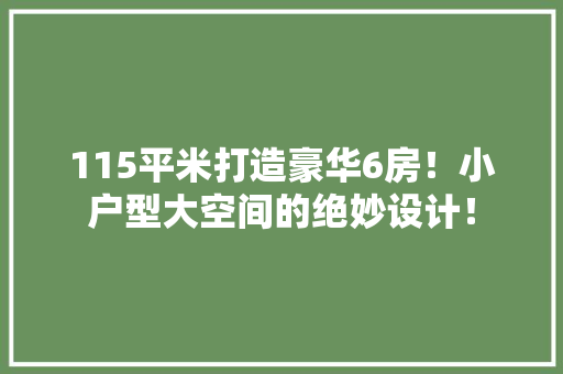 115平米打造豪华6房！小户型大空间的绝妙设计！