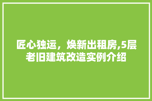 匠心独运，焕新出租房,5层老旧建筑改造实例介绍