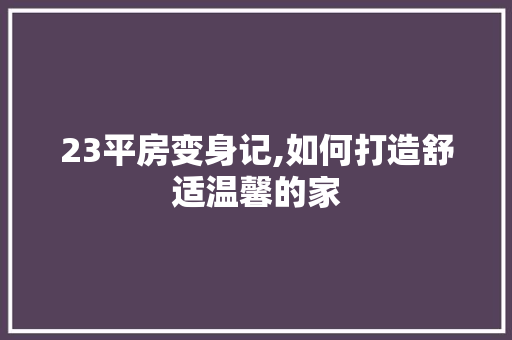 23平房变身记,如何打造舒适温馨的家