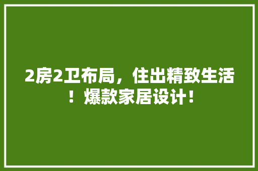 2房2卫布局，住出精致生活！爆款家居设计！