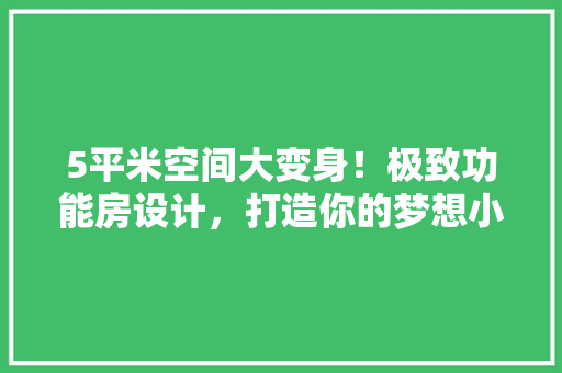 5平米空间大变身！极致功能房设计，打造你的梦想小窝！