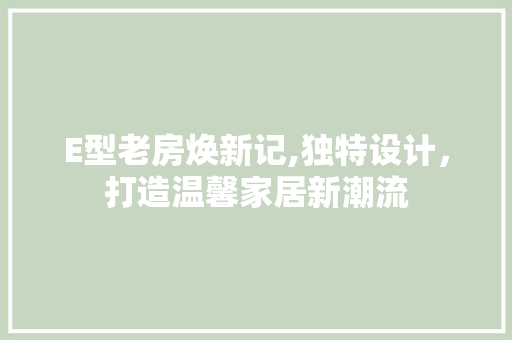 E型老房焕新记,独特设计，打造温馨家居新潮流