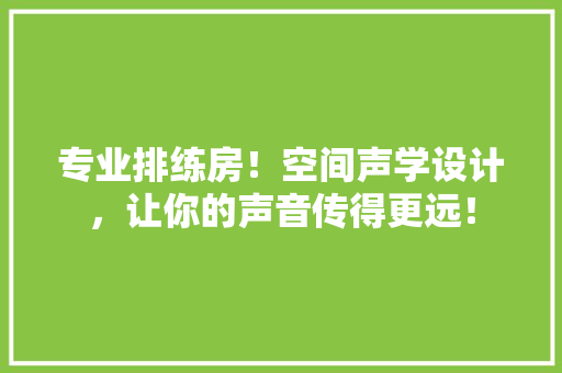 专业排练房！空间声学设计，让你的声音传得更远！