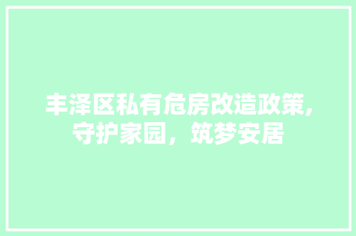 丰泽区私有危房改造政策,守护家园，筑梦安居