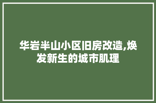 华岩半山小区旧房改造,焕发新生的城市肌理