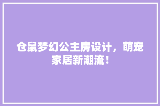 仓鼠梦幻公主房设计，萌宠家居新潮流！