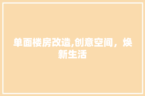 单面楼房改造,创意空间，焕新生活