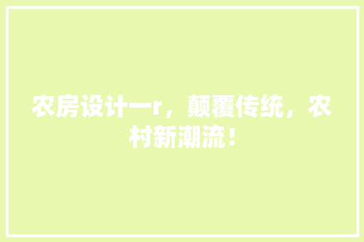 农房设计一r，颠覆传统，农村新潮流！