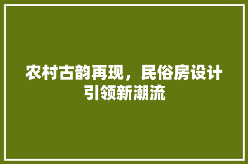 农村古韵再现，民俗房设计引领新潮流