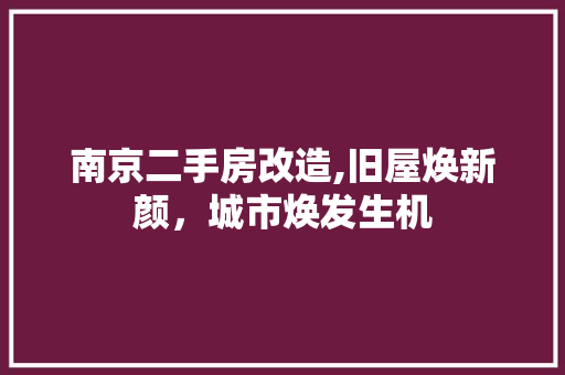 南京二手房改造,旧屋焕新颜，城市焕发生机