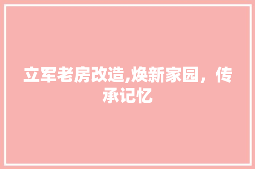 立军老房改造,焕新家园，传承记忆 建筑设计
