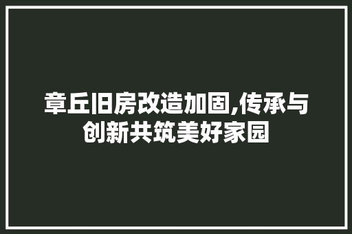 章丘旧房改造加固,传承与创新共筑美好家园 建筑设计