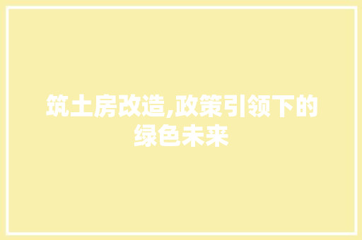 筑土房改造,政策引领下的绿色未来 景观设计