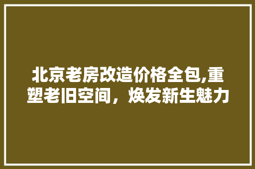 北京老房改造价格全包,重塑老旧空间，焕发新生魅力