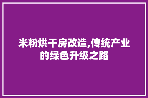米粉烘干房改造,传统产业的绿色升级之路