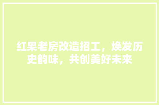 红果老房改造招工，焕发历史韵味，共创美好未来 庭院装修