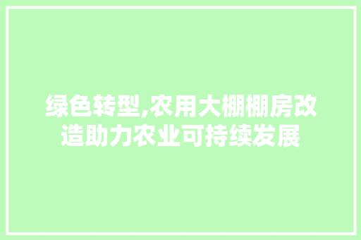 绿色转型,农用大棚棚房改造助力农业可持续发展 地面装修
