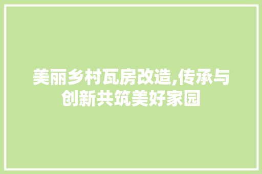 美丽乡村瓦房改造,传承与创新共筑美好家园