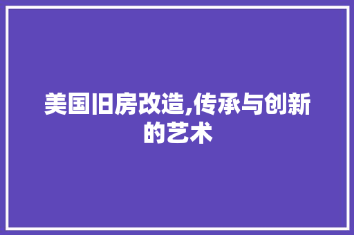 美国旧房改造,传承与创新的艺术 装修材料