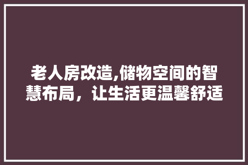 老人房改造,储物空间的智慧布局，让生活更温馨舒适