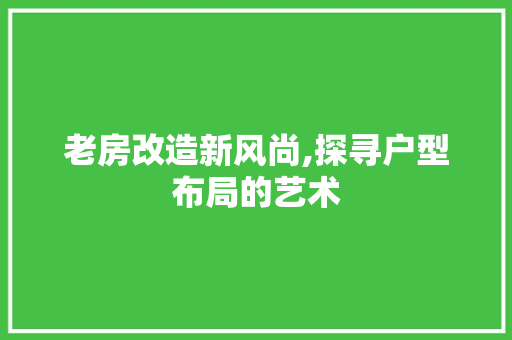 老房改造新风尚,探寻户型布局的艺术 地面装修 老房改造新风尚,探寻户型布局的艺术 地面装修