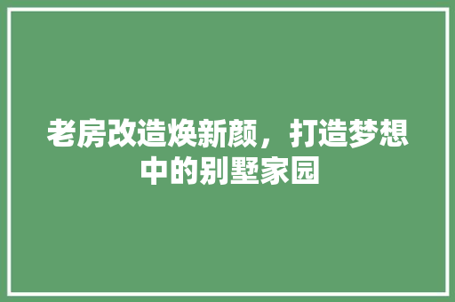 老房改造焕新颜，打造梦想中的别墅家园