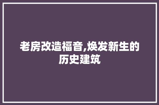 老房改造福音,焕发新生的历史建筑