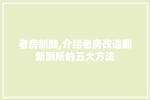 老房新颜,介绍老房改造翻新厕所的五大方法 地面装修