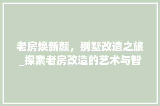 老房焕新颜，别墅改造之旅_探索老房改造的艺术与智慧 地面装修