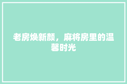 老房焕新颜，麻将房里的温馨时光 庭院装修