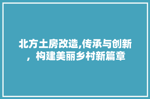 北方土房改造,传承与创新，构建美丽乡村新篇章
