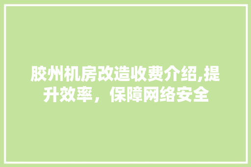 胶州机房改造收费介绍,提升效率，保障网络安全