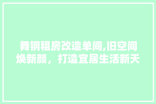 舞钢租房改造单间,旧空间焕新颜，打造宜居生活新天地
