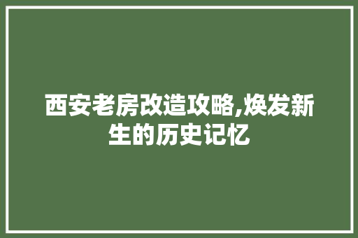 西安老房改造攻略,焕发新生的历史记忆