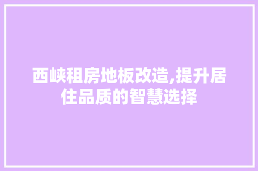 西峡租房地板改造,提升居住品质的智慧选择