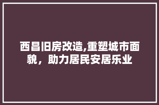 西昌旧房改造,重塑城市面貌，助力居民安居乐业