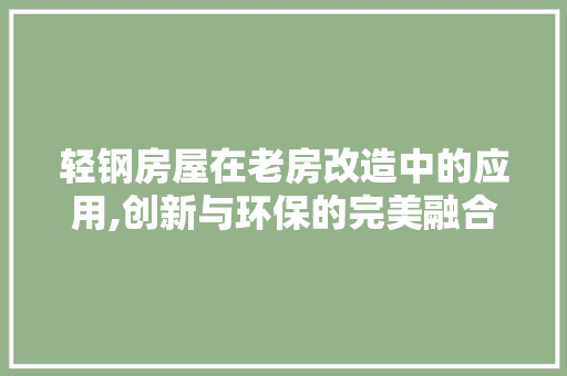 轻钢房屋在老房改造中的应用,创新与环保的完美融合 地面装修