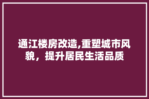 通江楼房改造,重塑城市风貌，提升居民生活品质