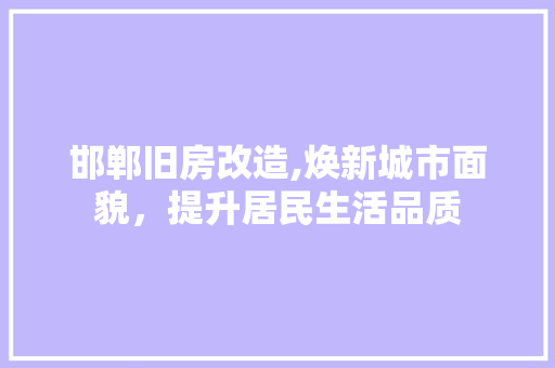 邯郸旧房改造,焕新城市面貌，提升居民生活品质