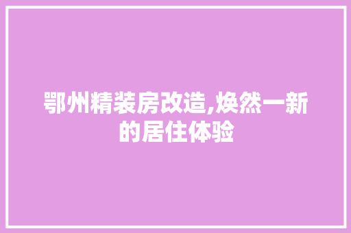 鄂州精装房改造,焕然一新的居住体验 隔断设计